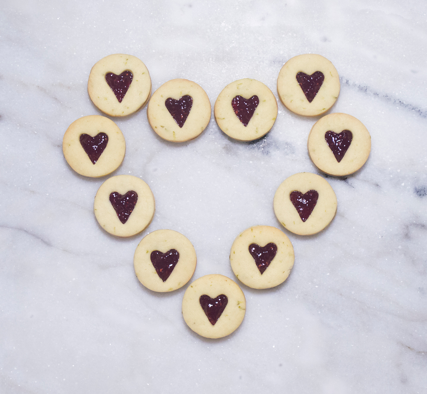 Lime-Raspberry Shortbread - Valentine Heart