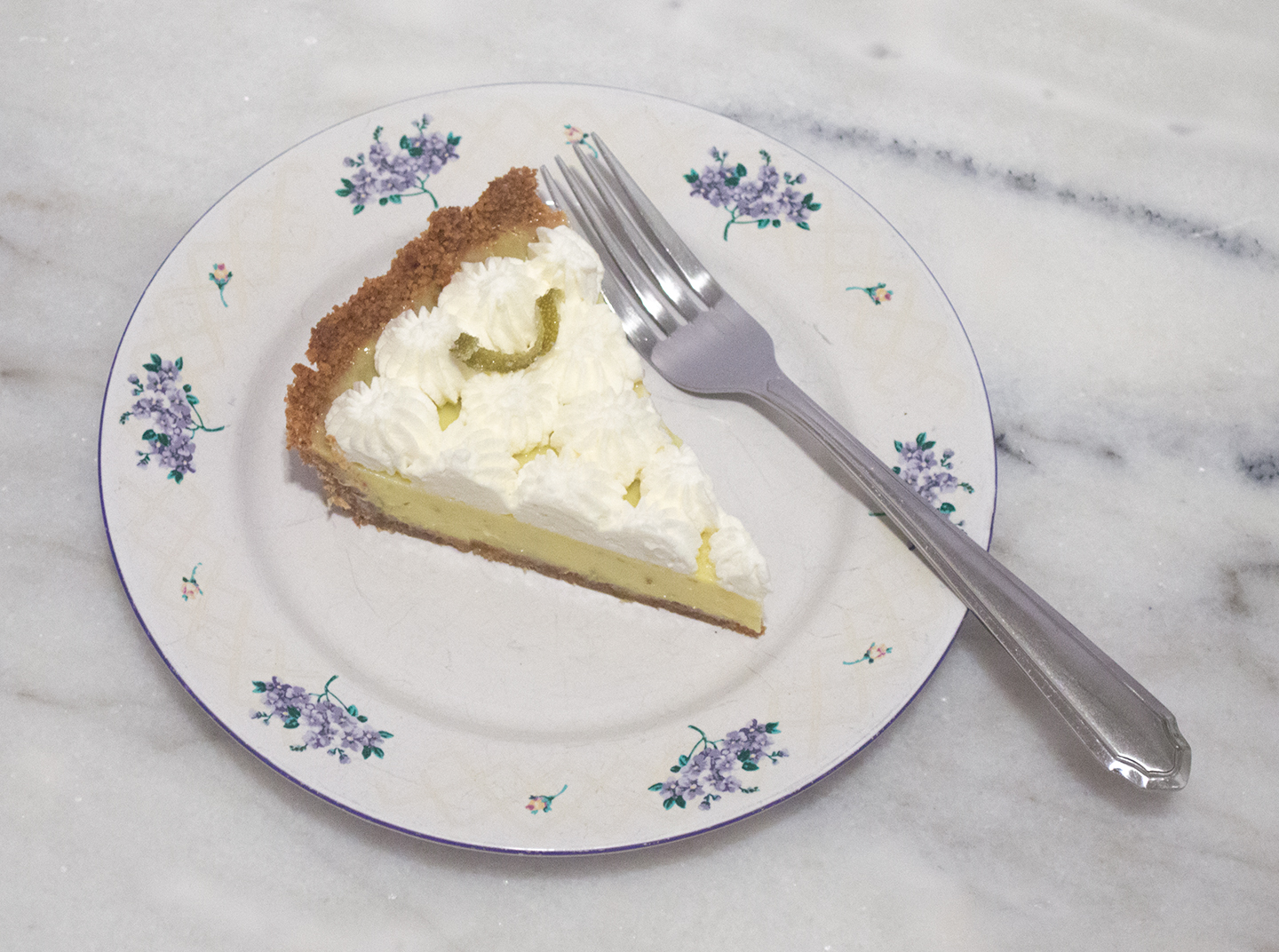 Slice of Key Lime Pie with Whipped Cream