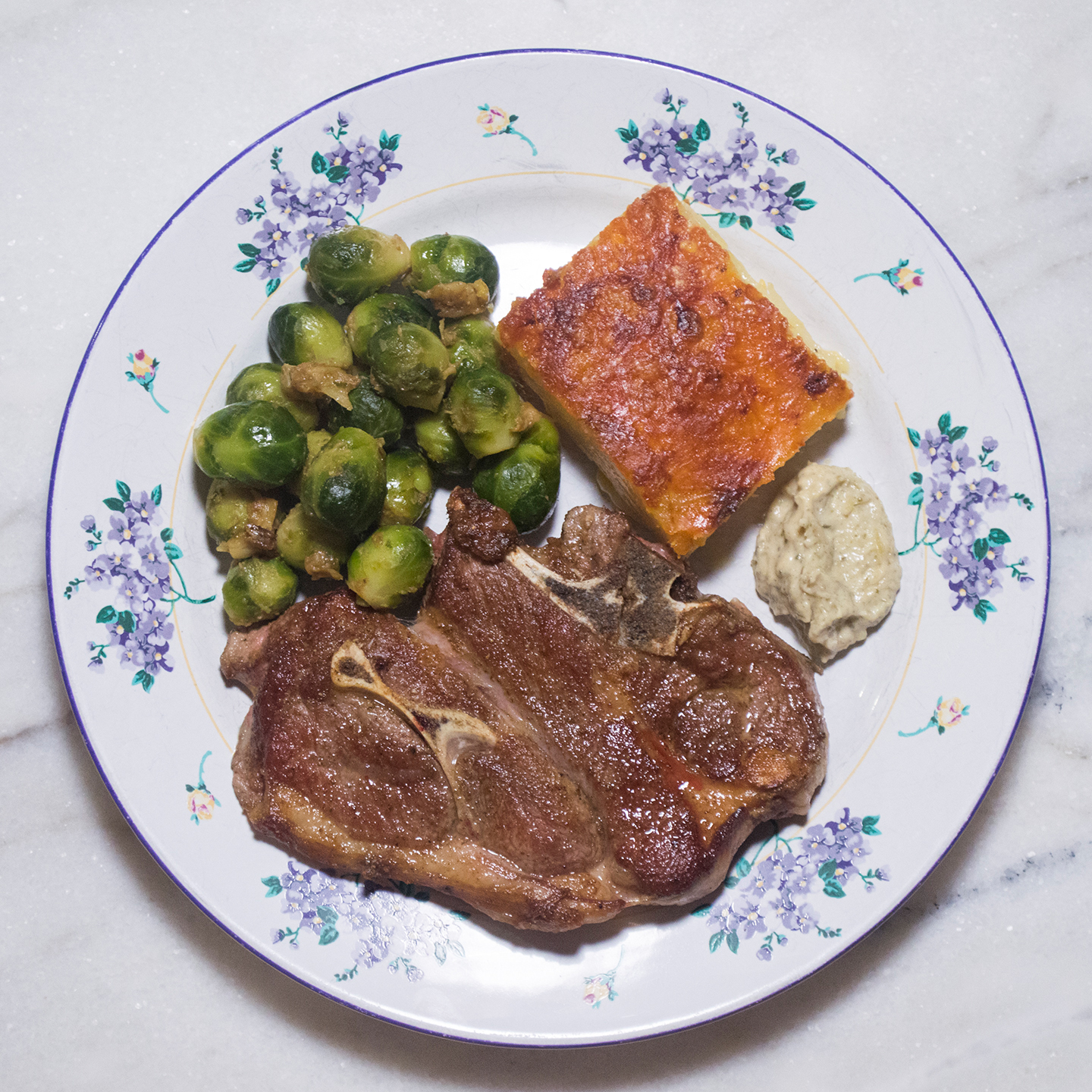 Valentine's Dinner - Lamb, Brussel Sprouts, Potato