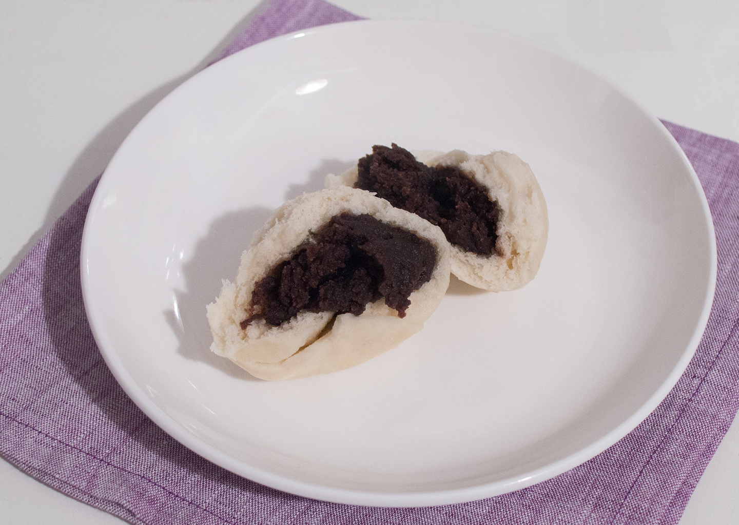 Dòushā Bāo (豆沙包) - Red Bean Steamed Buns Shown with Filling