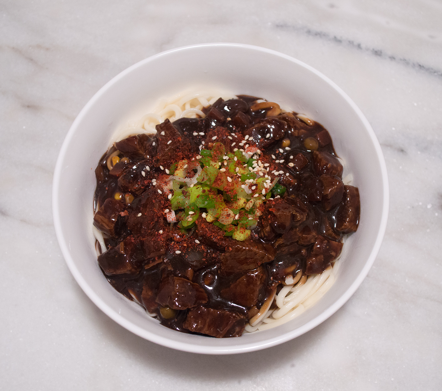 Jajangmyeon (자장면) - Noodles with Black Bean Sauce