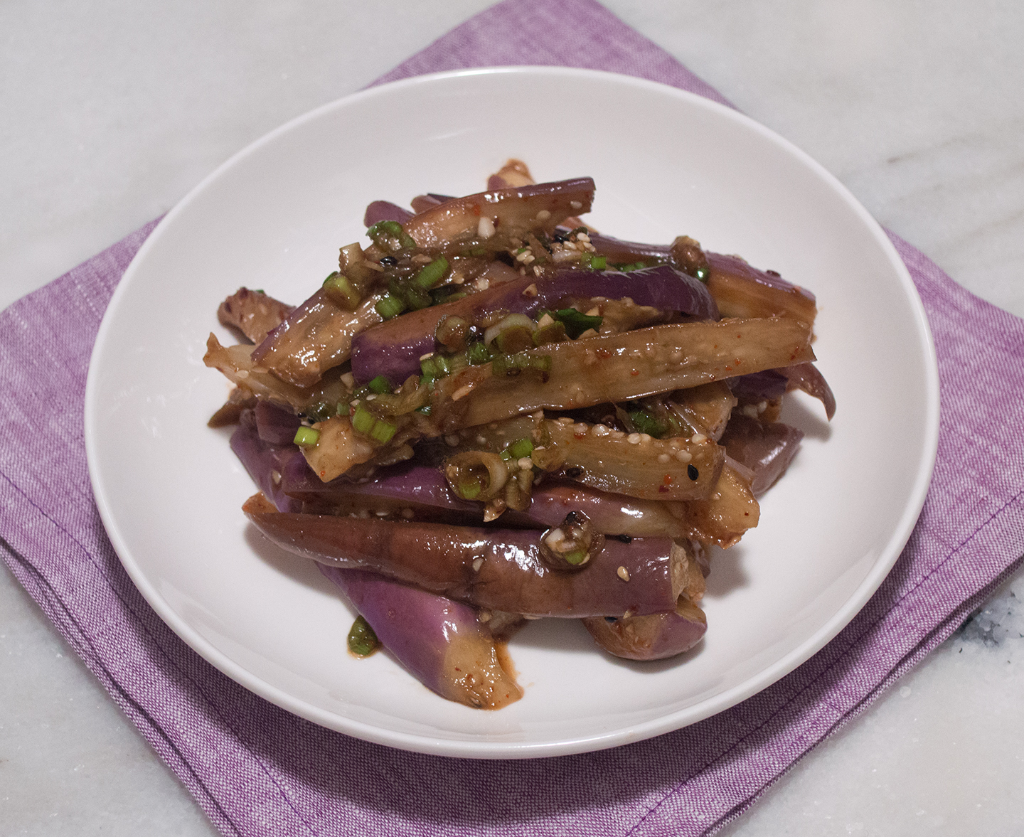 Gaji Namul (가지 나물) - Steamed Seasoned Eggplant
