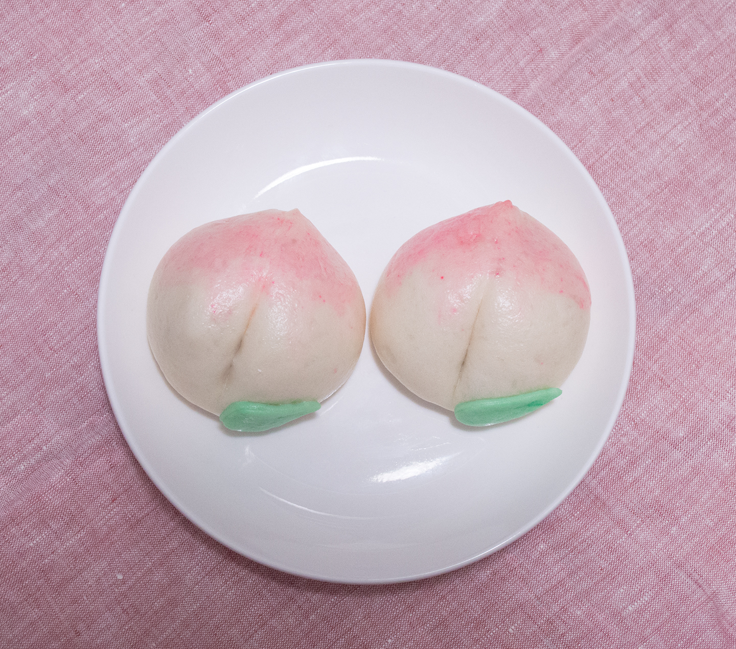 Longevity Peach Lotus Paste Steamed Buns - Two Peach Lotus Buns