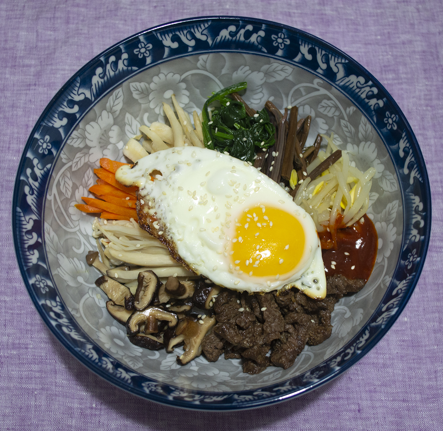 Bibimbap (비빔밥) - Seasoned Vegetable and Beef Rice Bowl